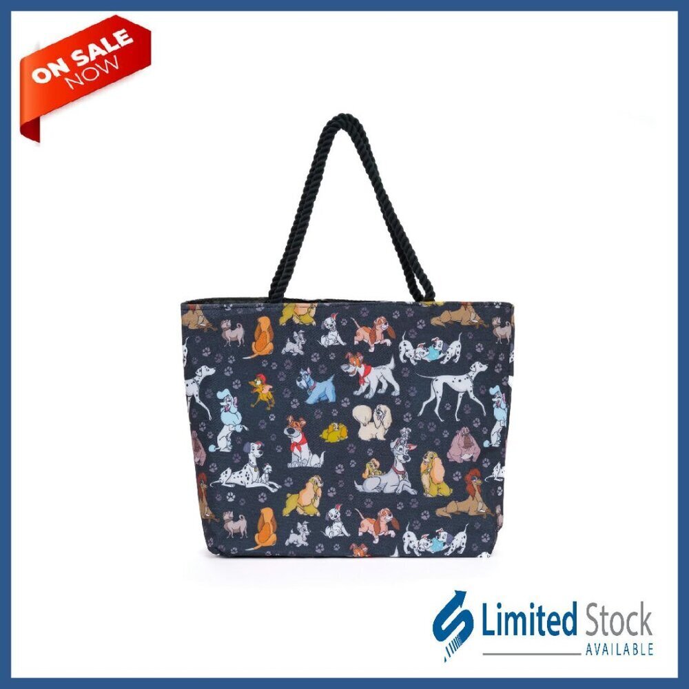 Large Canvas Tote Bag for Women, Spacious Work Purse with Disney Dogs Print